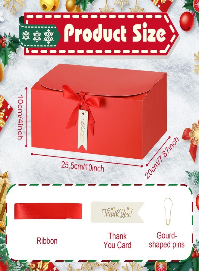 Maxcheck 36 Set Red Boxes for Bridesmaid Proposal Red Gift Boxes with Lids 10 x 8 x 4 Inch with Ribbon Thank You Tag and Pin for Wedding Favors Valentine's Day Birthday Party Packaging Present - Image 2